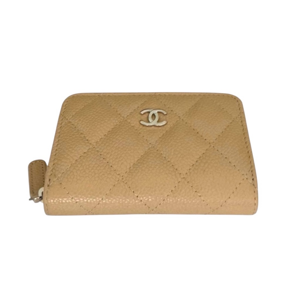 🆕💞CHANEL Classic CAVIAR Quilted Zip Around Coin Purse Wallet • BEIGE • Silver HW - Picture 3 of 15